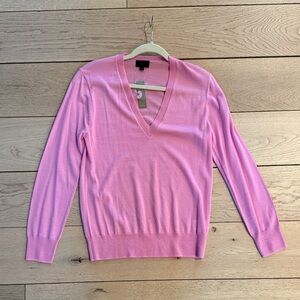 J. Crew Pink V-Neck Lightweight Sweater